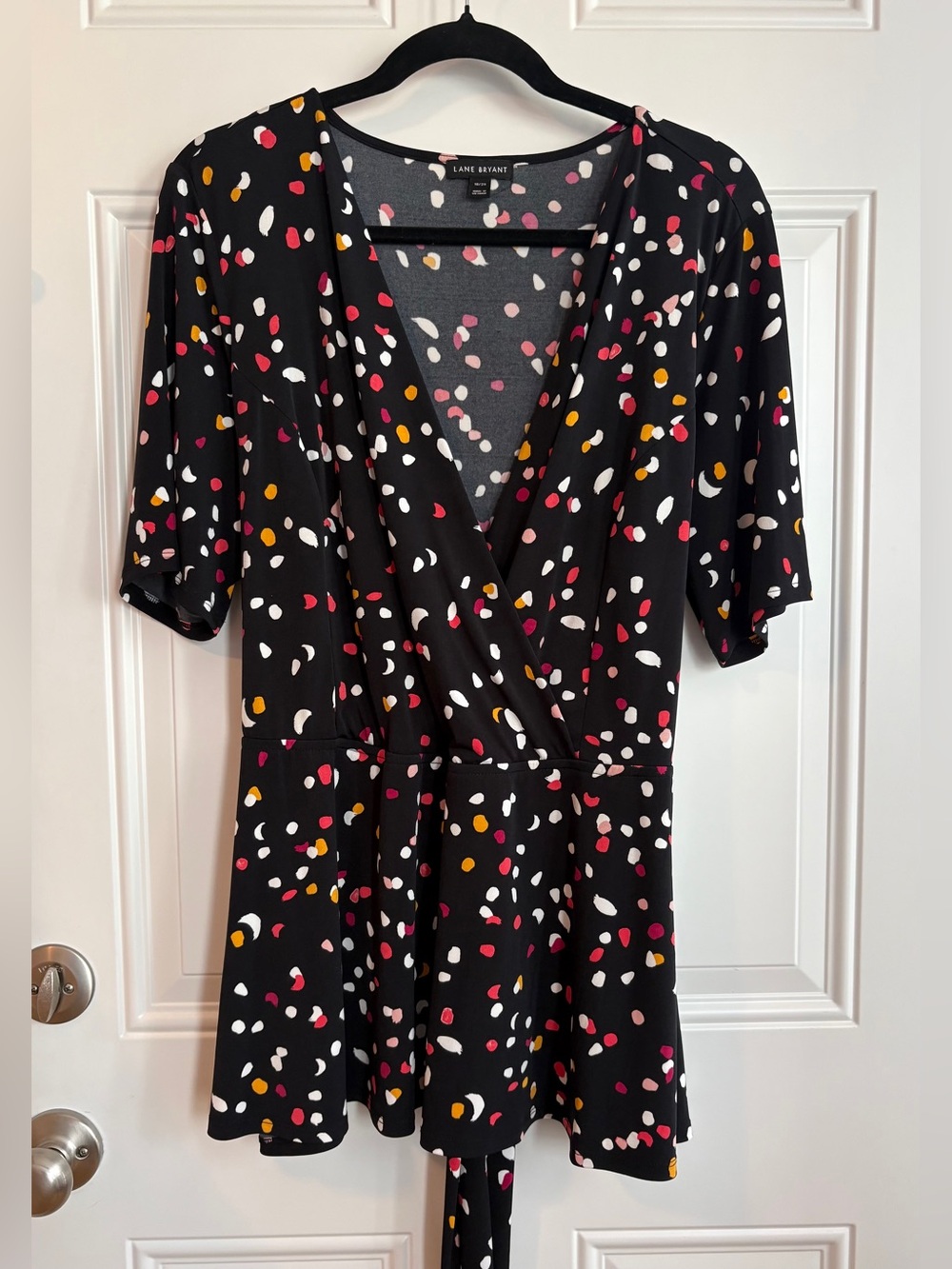 Lane Bryant Polka Dot Tie Back Blouse